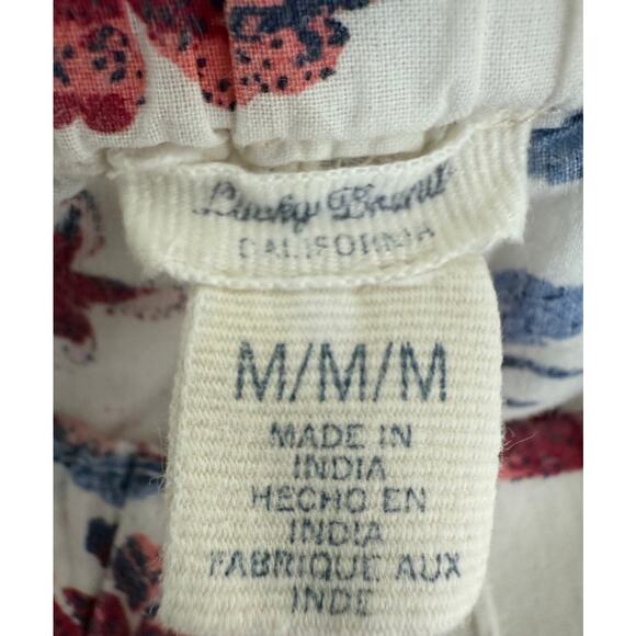 Lucky Brand White Red Blue Floral Pull-On Pants Size M Lightweight Lounge Boho - Picture 3 of 3